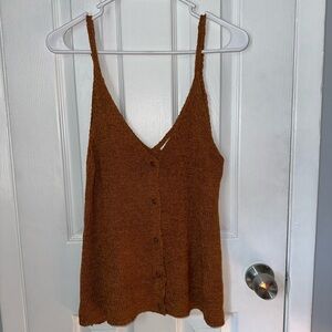 Lauren Conrad knit burnt orange button front tank top